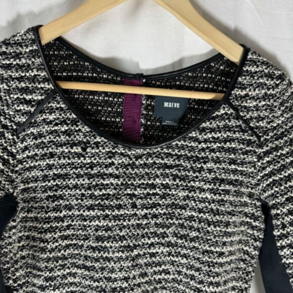 Anthropologie Maeve Black/White Boucle Tweed Poly/Cotton Dress Sz S - Picture 4 of 10